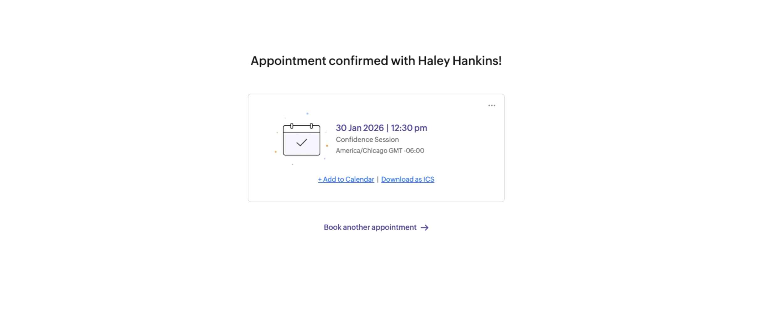 Zoho Bookings: confirmation screen